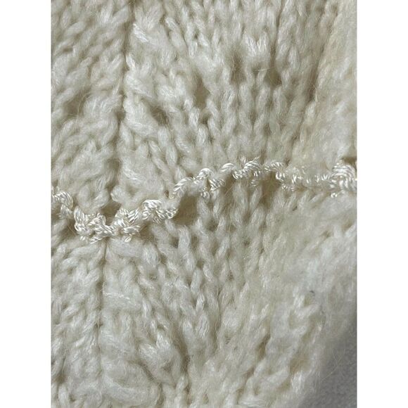 Christine Cardigan Sweater Women's Size M Ivory Acrylic Hand-Knit Long Sleeves - Picture 9 of 11
